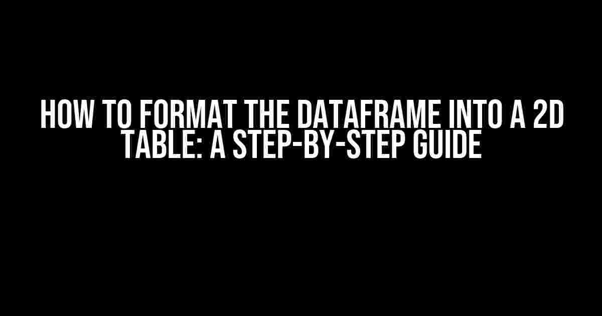 How to Format the DataFrame into a 2D Table: A Step-by-Step Guide