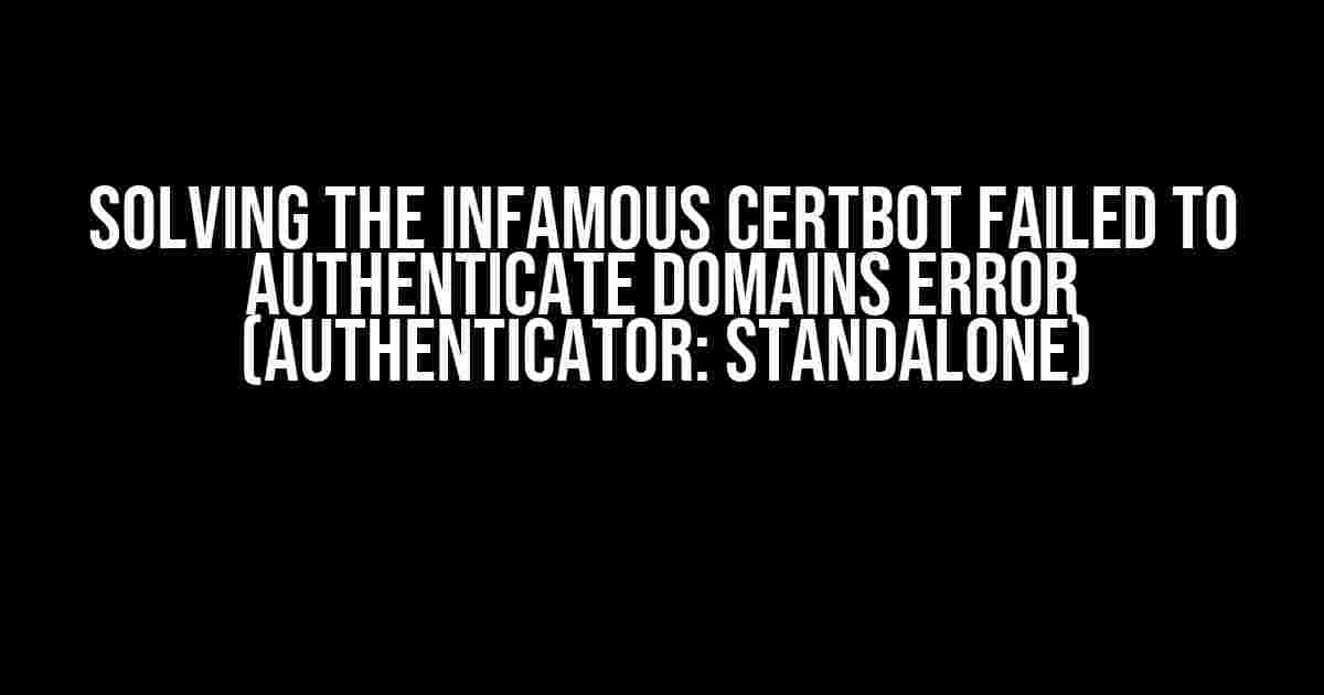 Solving the Infamous Certbot Failed to Authenticate Domains Error (authenticator: standalone)